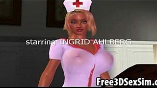 Sexy 3D cartoon nurse sucking cock and getting fucked porn video